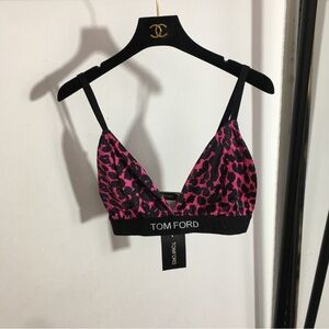 Tom Ford Leopard Print Bralette Pink Black Logo Band Size S Sexy Designer TopY2K